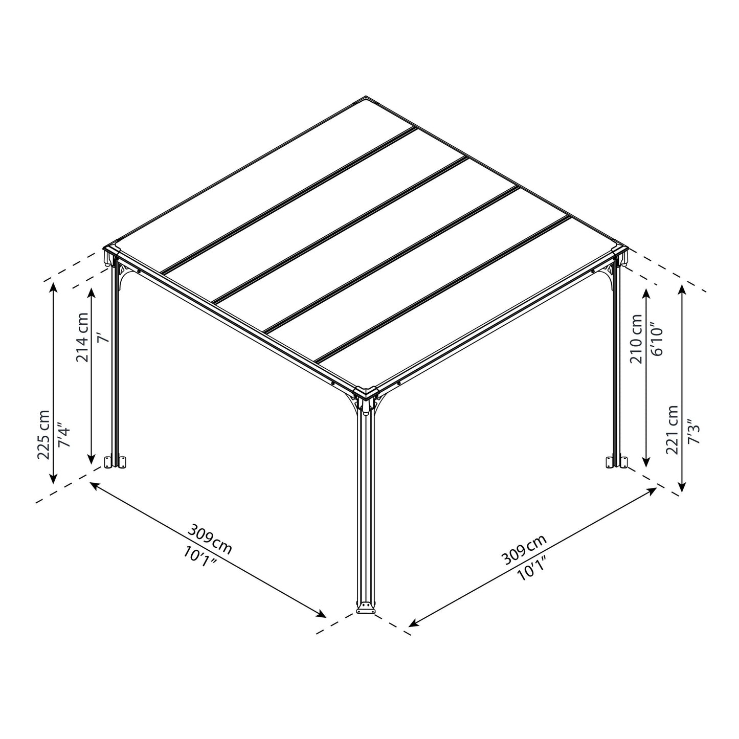Cenador Gazebo Milano 309x309 cm