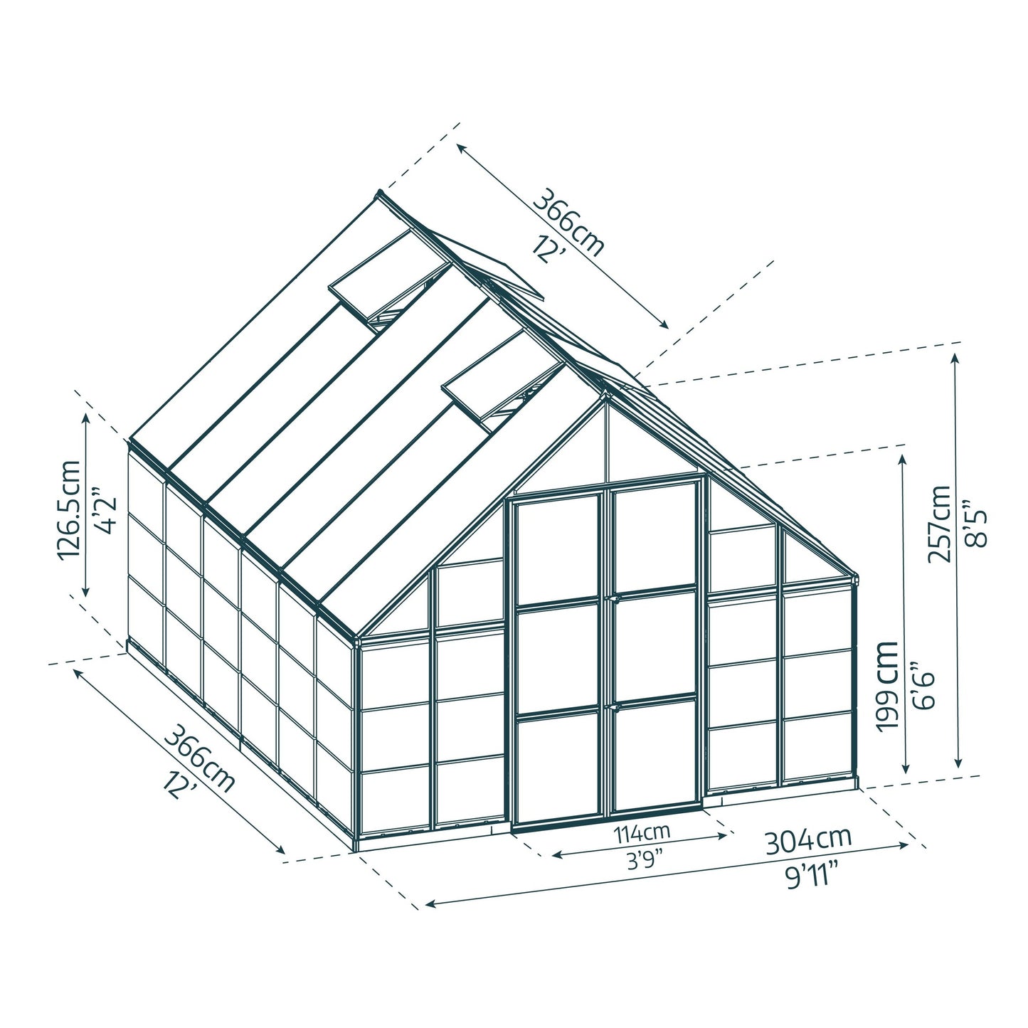 Invernadero de jardín Balance 366x304x257 cm plateado Canopia by Palram