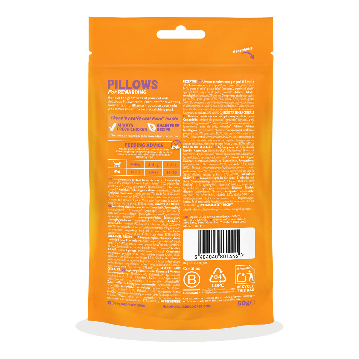 Bocaditos de Pollo Premios Naturales para Gatos Edgard Cooper 60 g