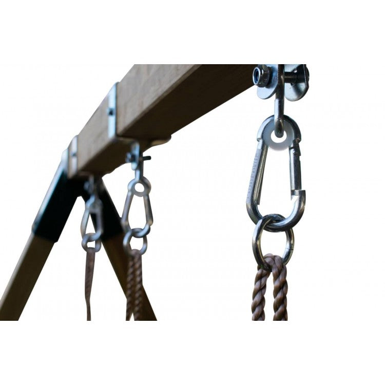 Columpio Triple De Madera Cuadrada Masgames Nori Xl + Asiento Cara A Cara.