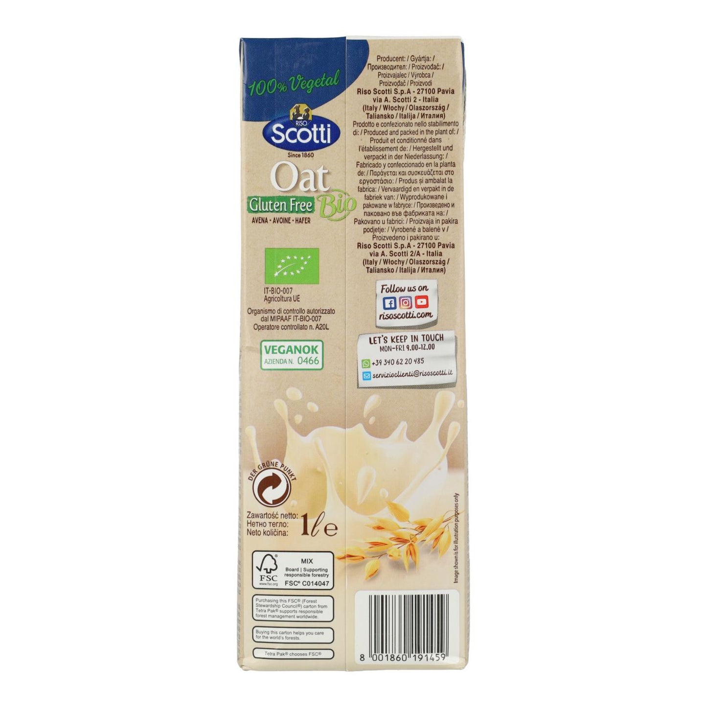 Pack 6 x Bebida Avena BIO sin gluten Scotti 1 L