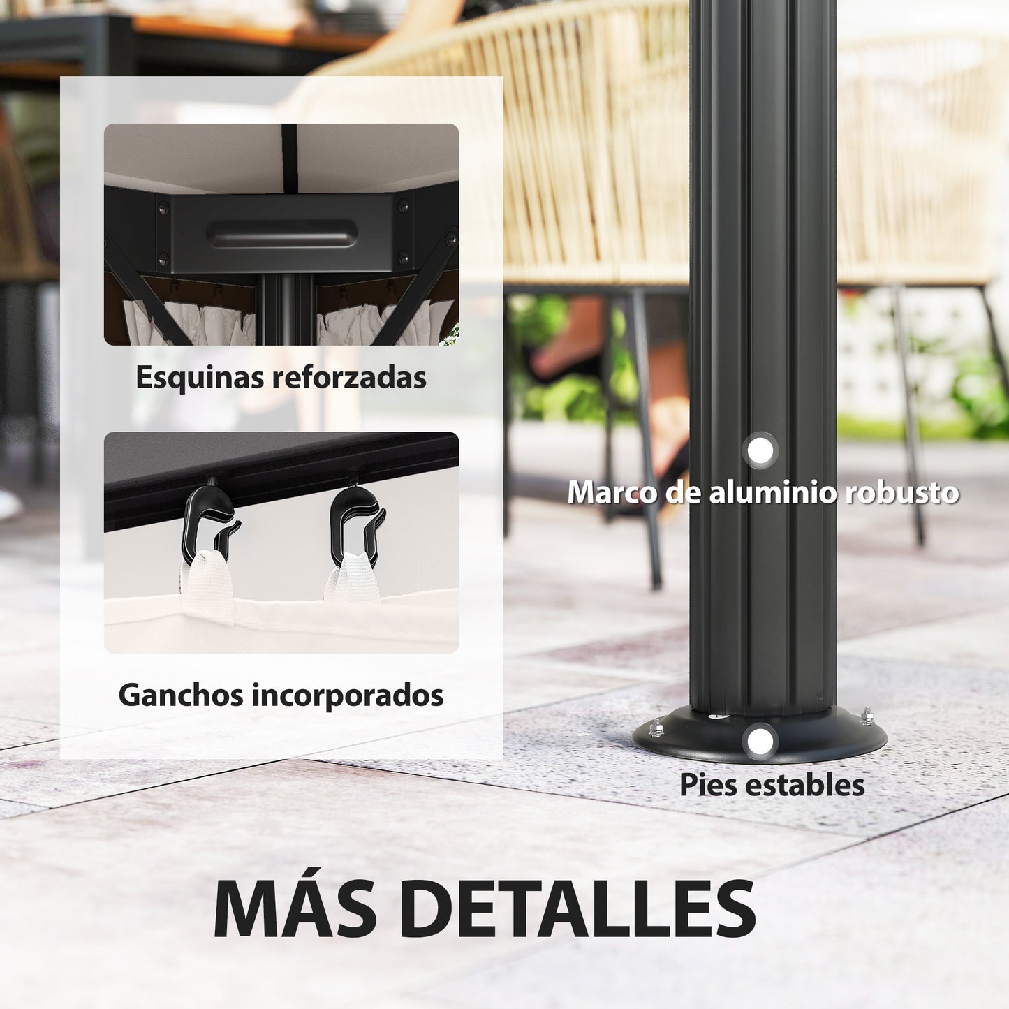 Outsunny Cenador De Jardín 4x3 M Con Doble Techo 4 Cortinas Y Mosquitera Crema_5