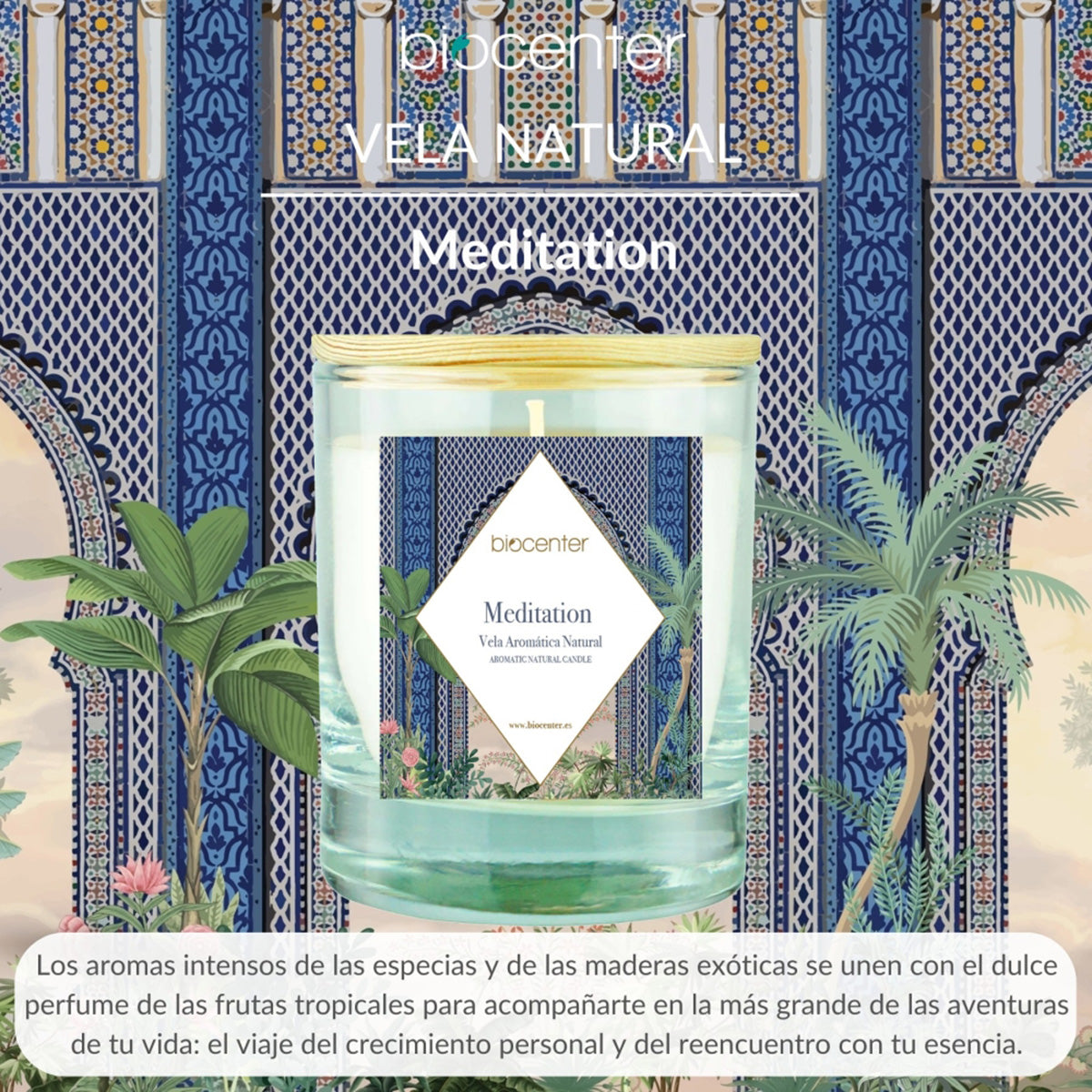 Vela natural Meditation - cera vegetal y aceites esenciales, 200 gr