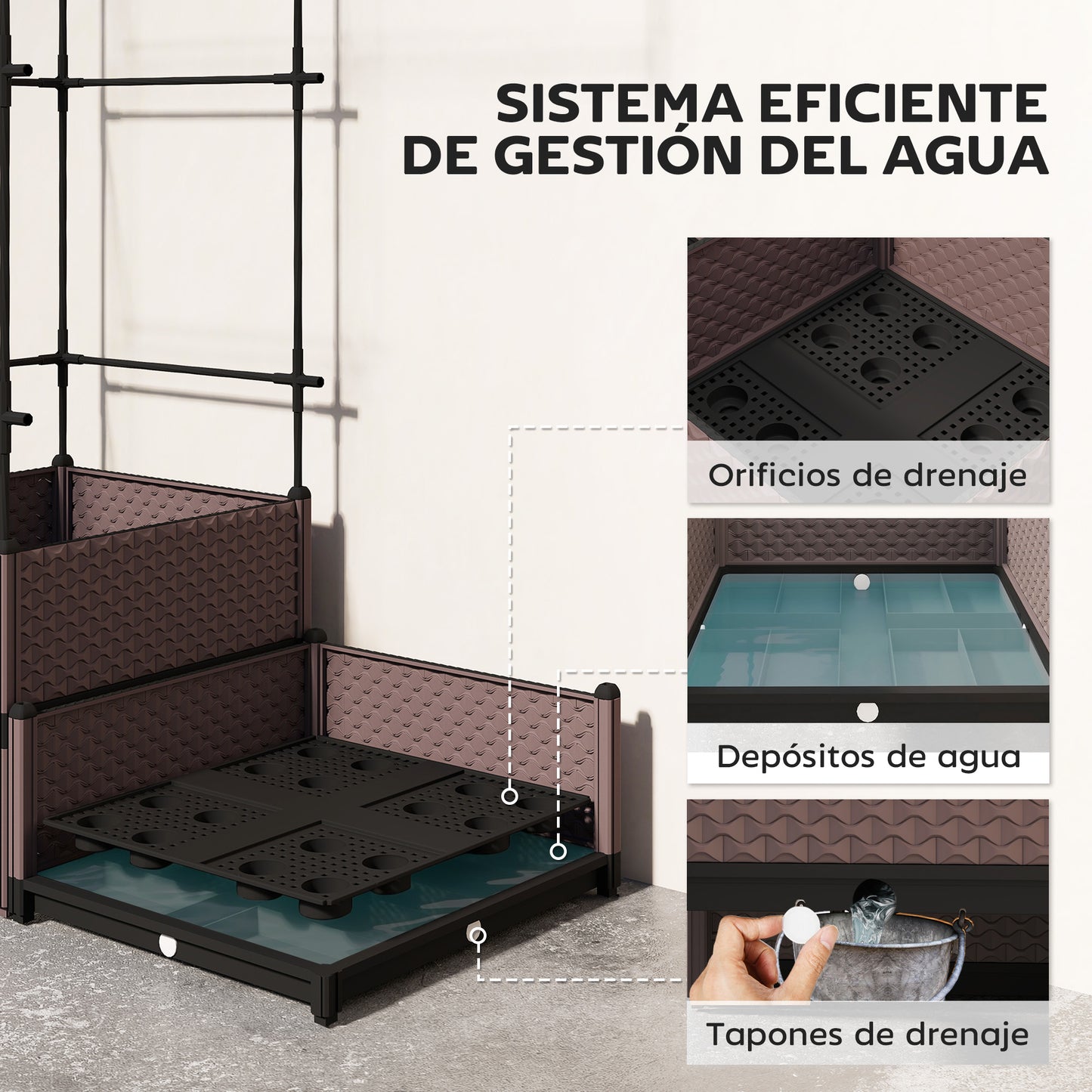 Outsunny Jardinera Con Enrejado Metálico Para Plantas Trepadoras 100x50x174 Cm_5