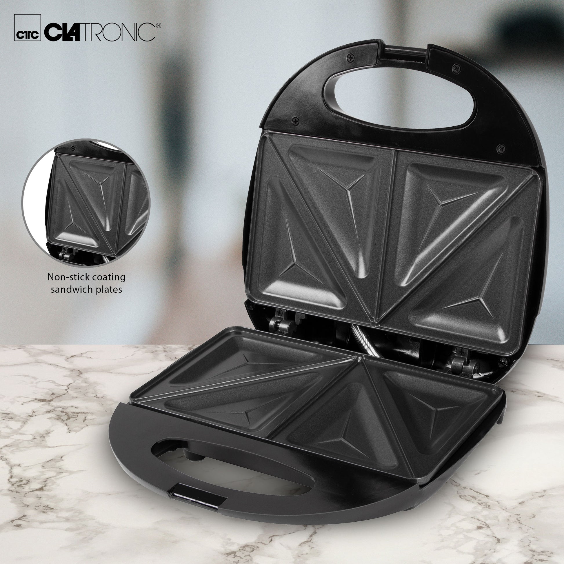 Sandwichera, 2 Sandwiches, Placas Antiadherentes, Regulador Temperatura, Tostado Perfecto Clatronic St 3477 700w