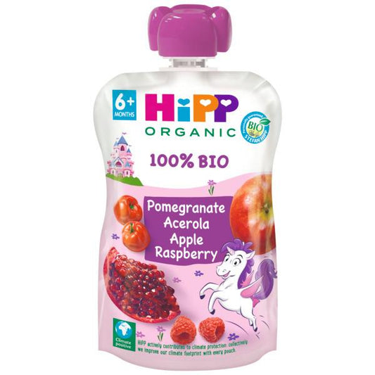 Pouch Manzana, Frambuesa y Granada Bio +6 meses HIPP 100 gr