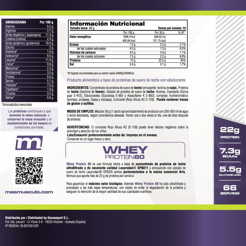 Whey Protein80 - 2 Kg - Fresa - Aumenta La Masa Muscular - Masmusculo_5