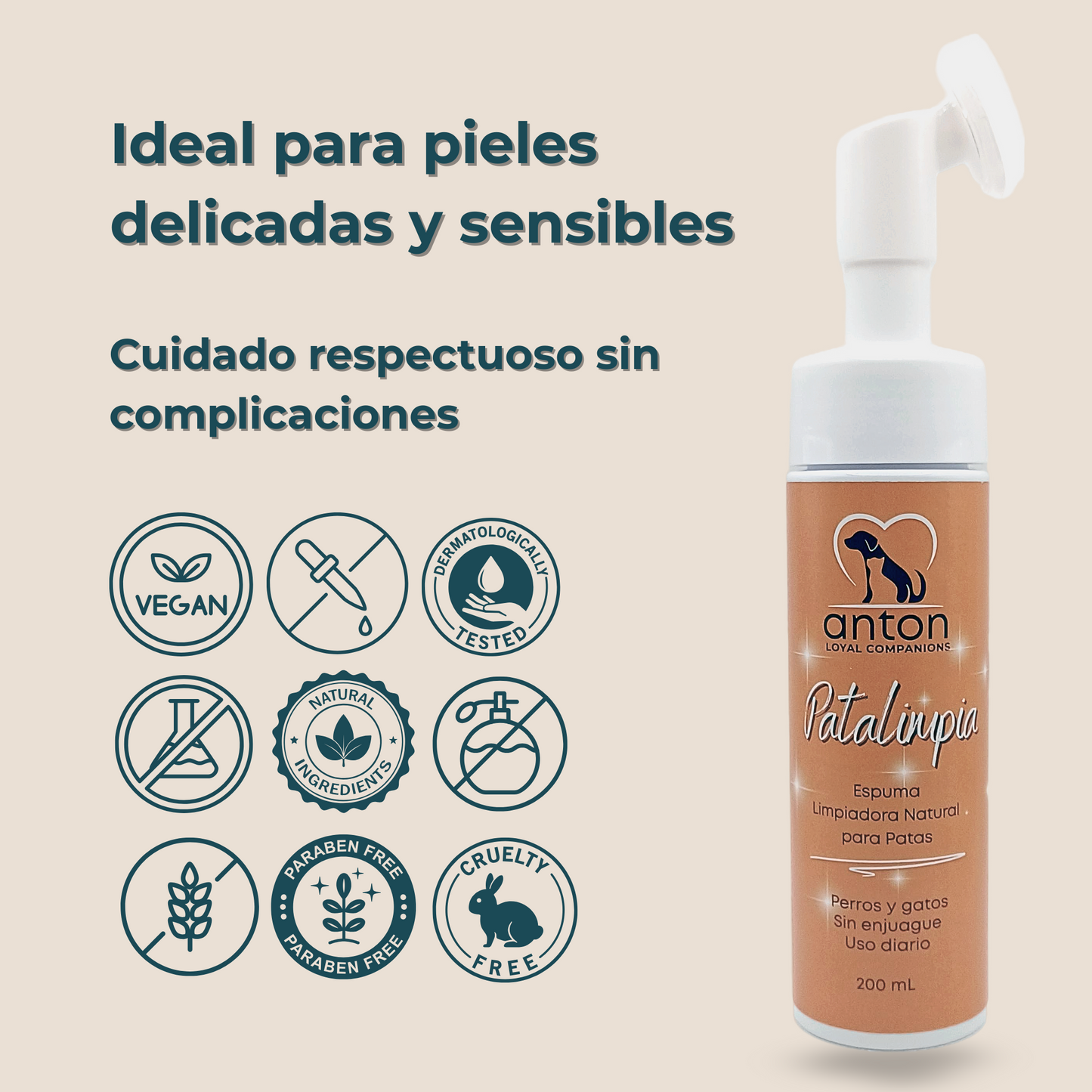 Espuma limpiadora natural para perros y gatos – Limpieza de patas 200 ml_5