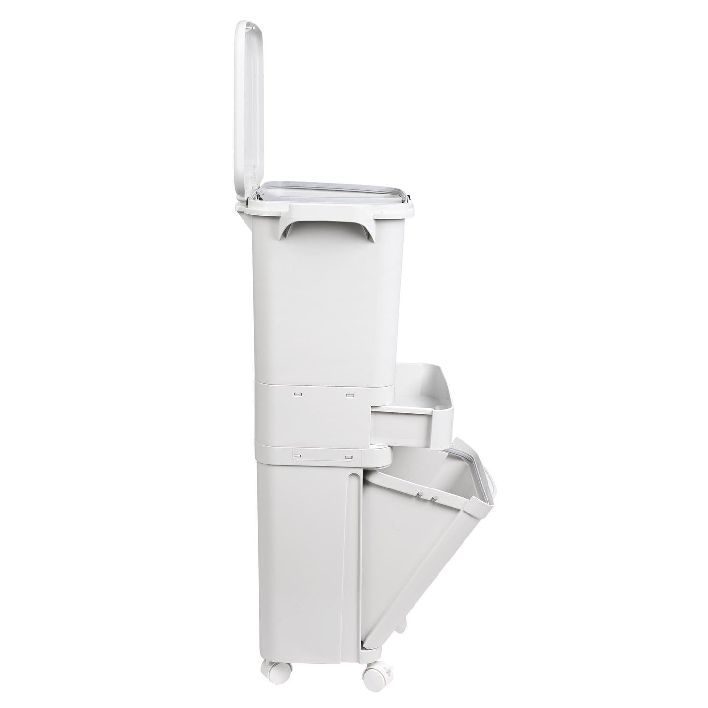 Papelera De Reciclaje Selectiva Con Pedal, Ruedas Y Asa 42l (24l + 4l + 14l) - Well Home