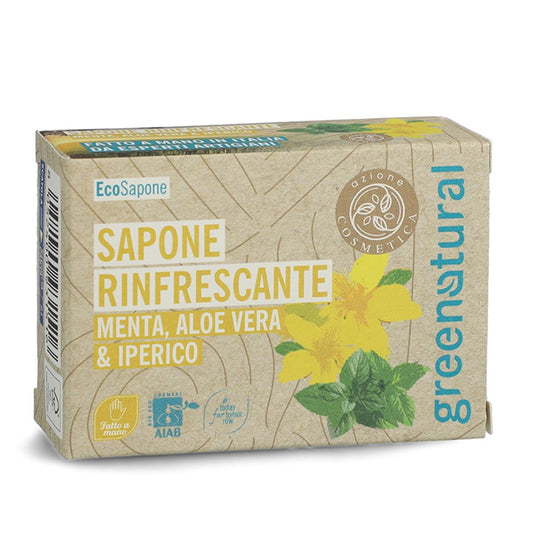 Pastilla de Jabón Refrescante Menta Hiperico 100 GR Greenatural