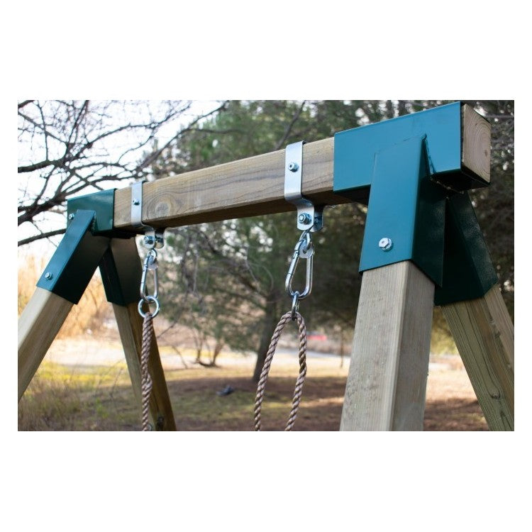 Columpio Individual De Madera Cuadrada Masgames Aiko L + Asiento Bebe Verde Oscuro.