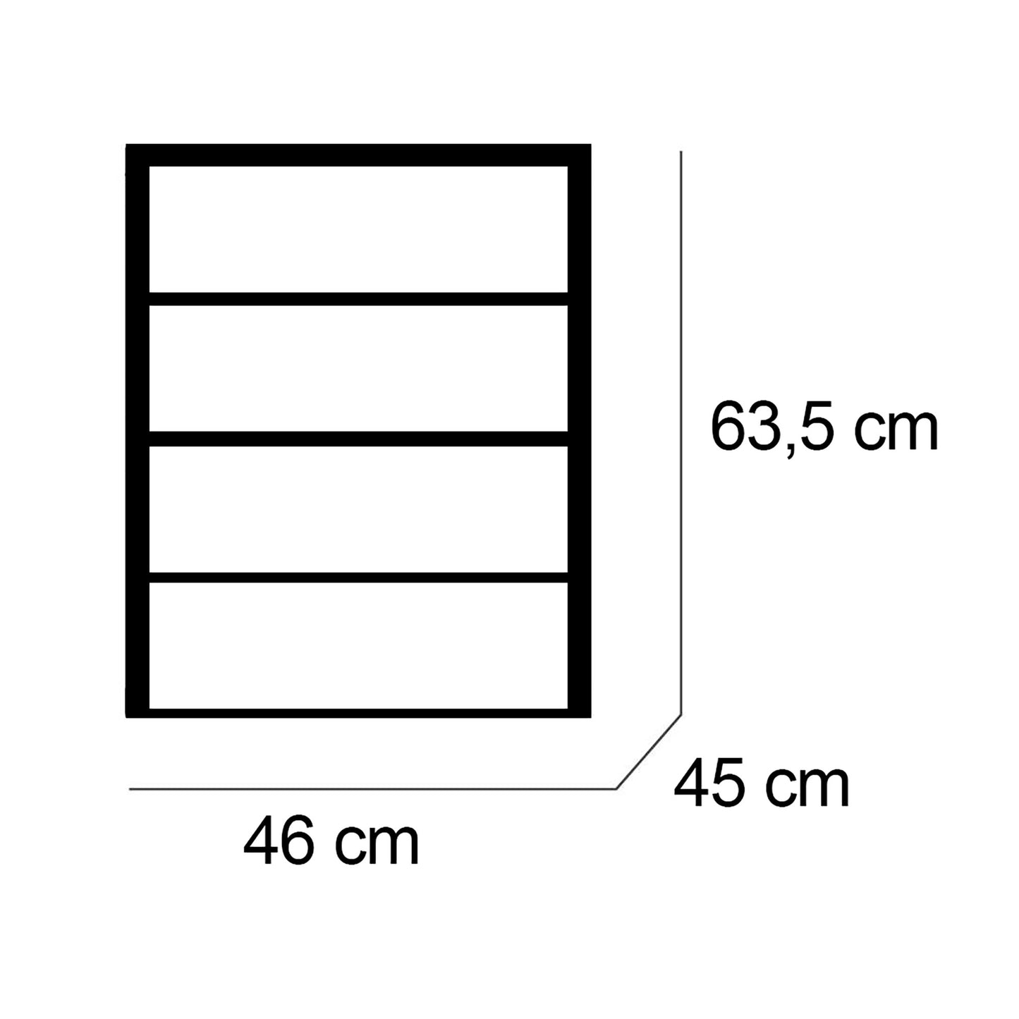 Cajonera Armario 4 Cajones, Cómoda Dormitorio 63,5x46x45 Cm (alto X Ancho X Profundo) Sinfonier, Briebe, Nova, Madera