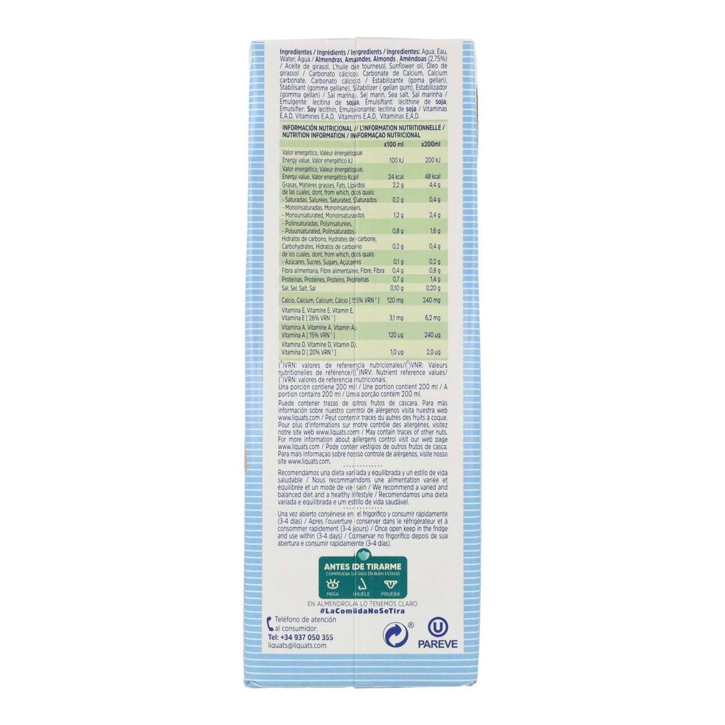 Bebida Almendra Sin Azúcares Almendrola 1 L