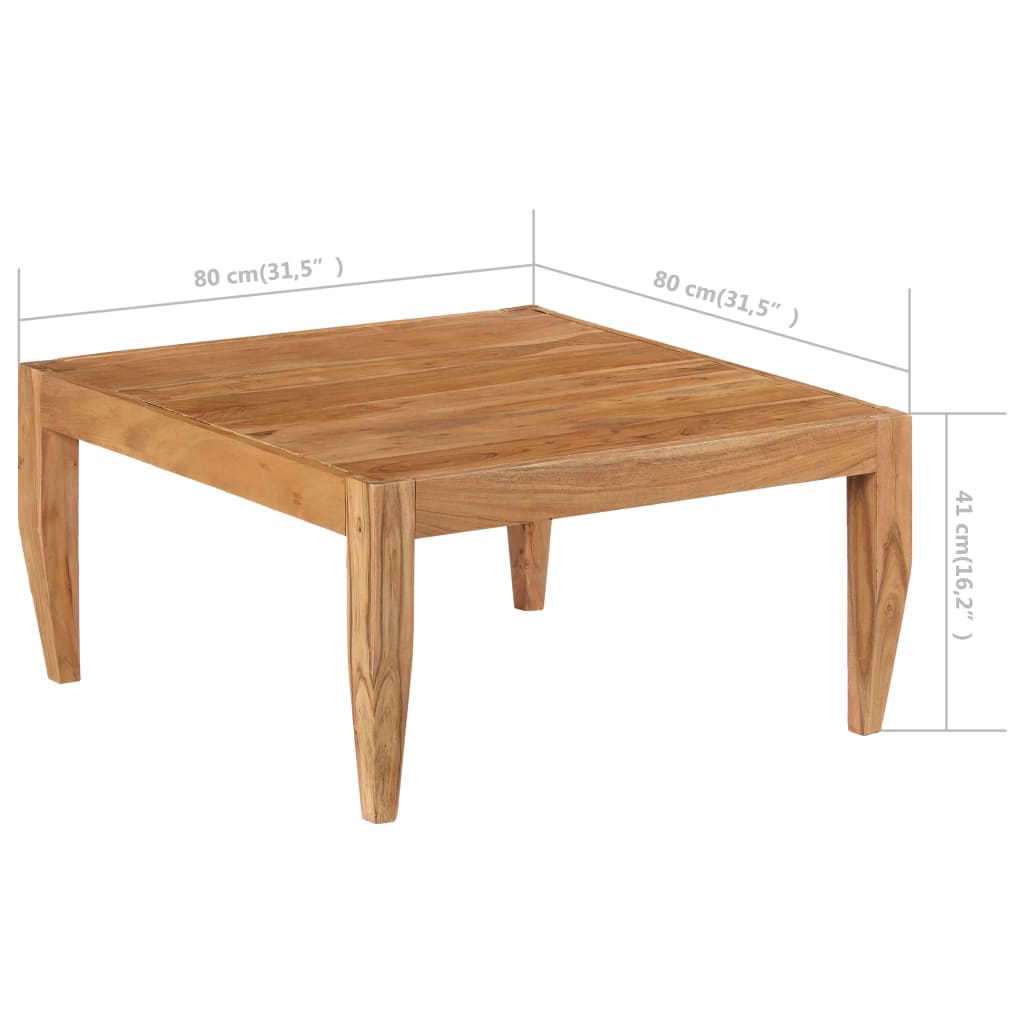 Mesa De Centro Madera Maciza De Acacia Marrón 80x80x41 Cm_4