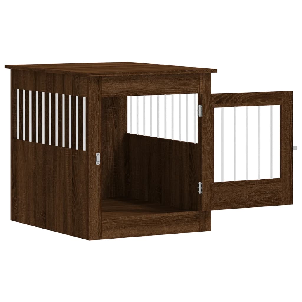 Jaula Para Perros Madera Ingeniería Roble Marrón 64,5x80x71 Cm_5