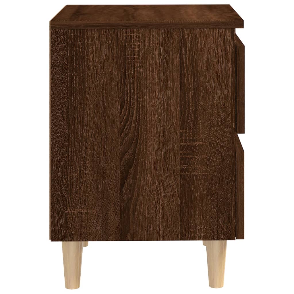 Mesita De Noche Patas De Madera Maciza Roble Ahumado 40x35x50cm_4