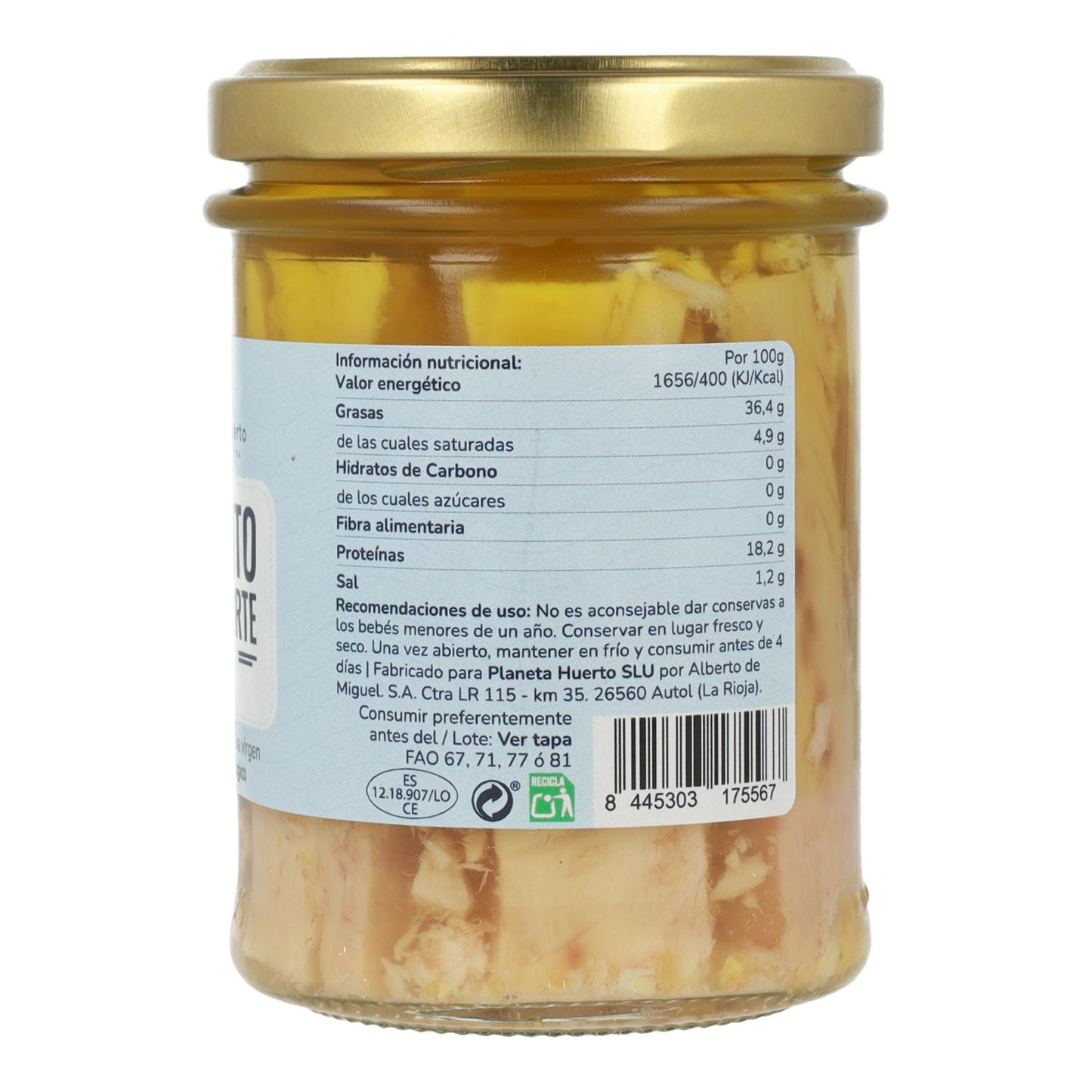 Bonito del Norte en aceite de oliva ECO Planeta Huerto 200 g