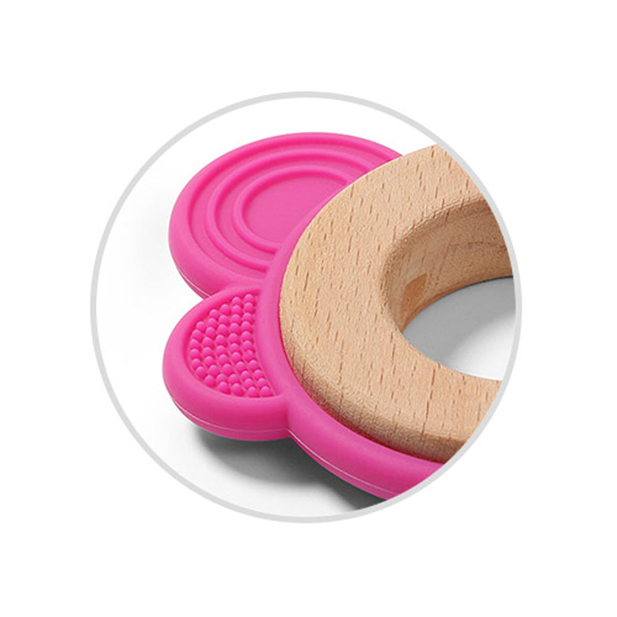 Mariposa Mordedor De Madera Y Silicona