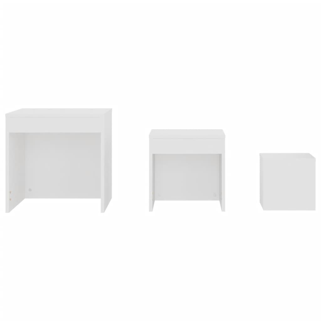 Mesas Apilables 3 Piezas Madera Contrachapada Blanco_4