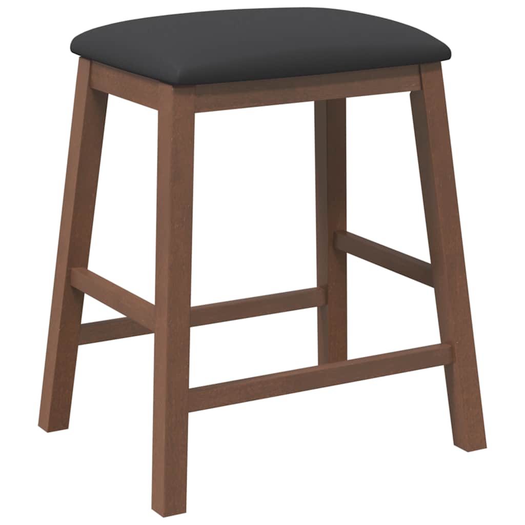 Sillas De Bar Con Cojines 2 Uds Madera Maciza Marrón Caucho_5