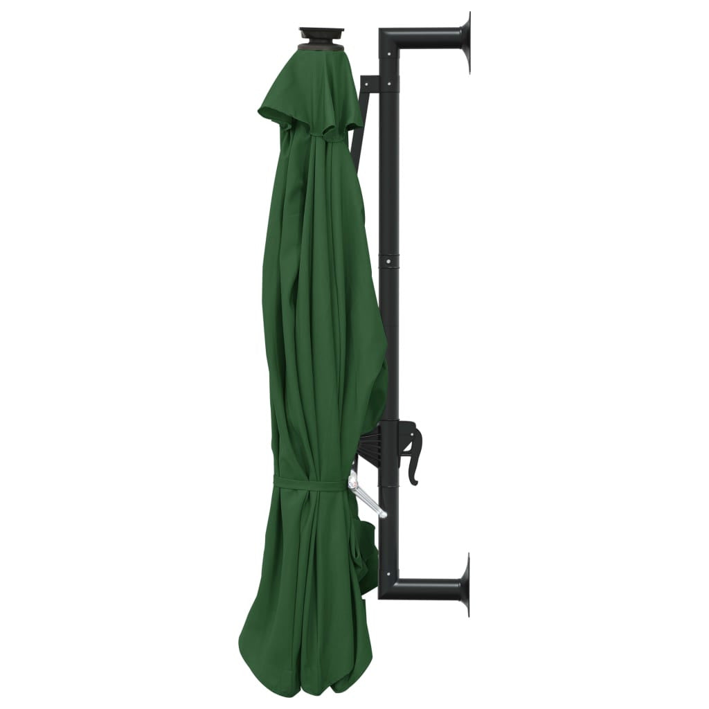 Vidaxl Sombrilla De Jardín De Pared Con Luces Led Verde 300 Cm_4