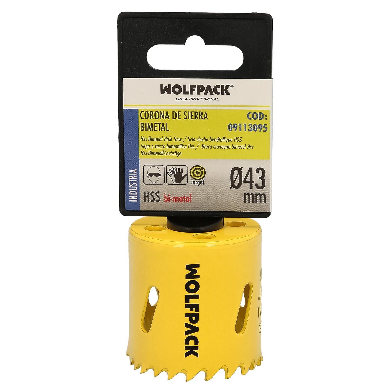 Corona Sierra Bimetal Ø 43 Mm. Templado Termico, Base Reforzada. Corona Madera, Broca Agujeros Madera, Acero, Hierro, Plasticos