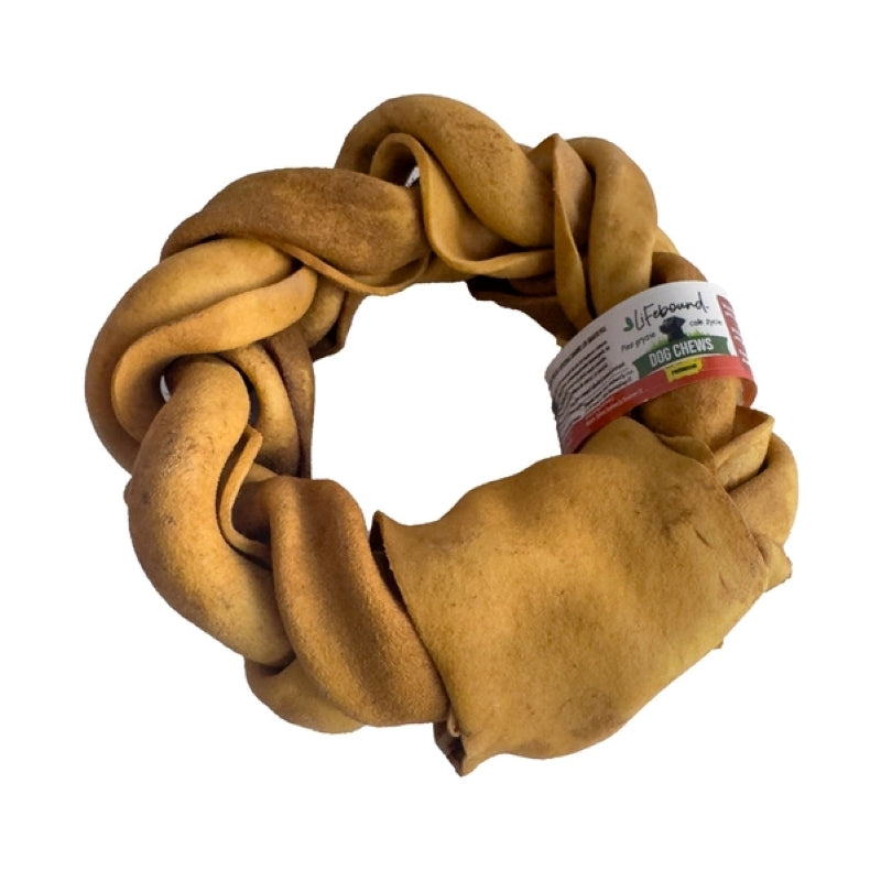 Lifebound - Hueso Masticable Natural Para Perros De Ternera En Forma De Trenza Con Sabor A Tocino - 6 Piezas L_0