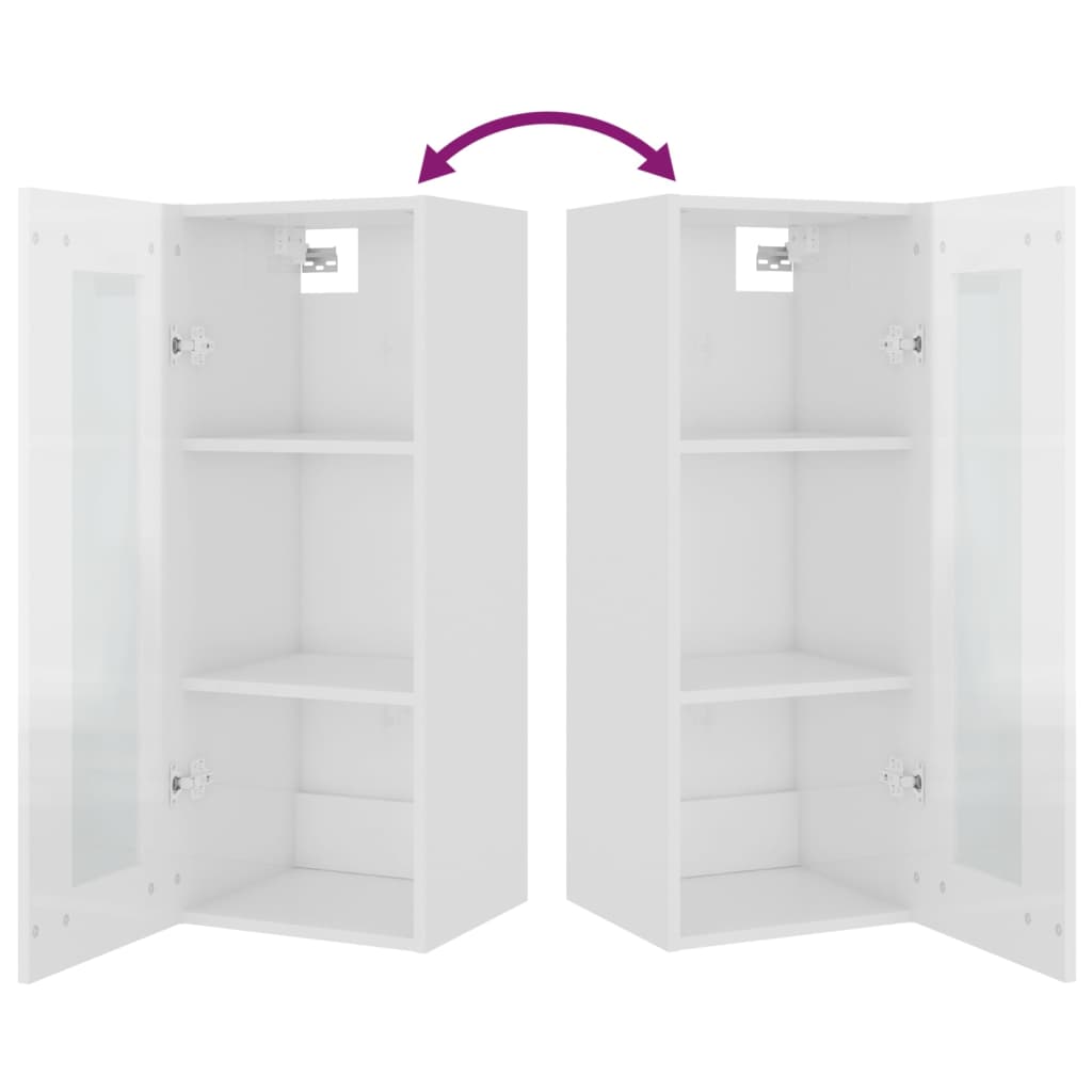 Armario De Pared Colgante Blanco Brillante 34,5x34x90 Cm / Vetonek_5