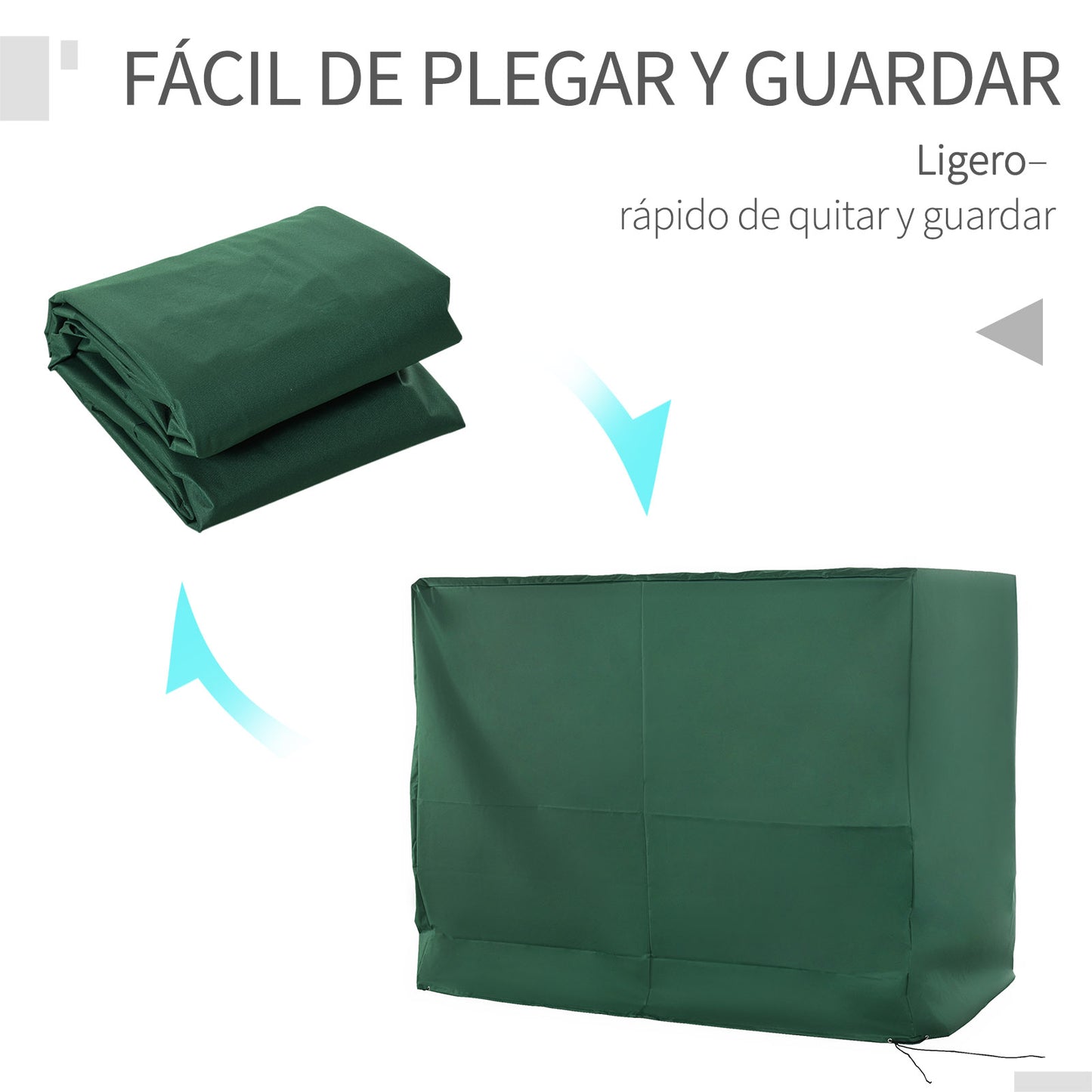 Outsunny Funda Balancín Jardín Con Cordones Ajustables 240x133x185 Cm Verde_5