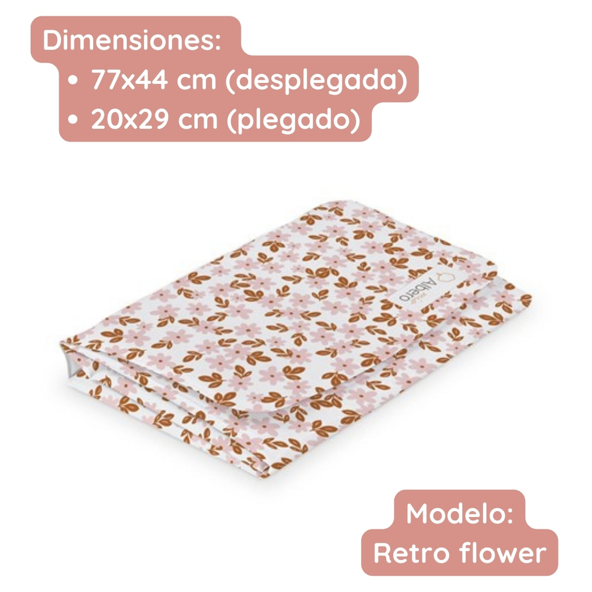 Cambiador Plegable De Viaje Plastificado Retro Flower_2