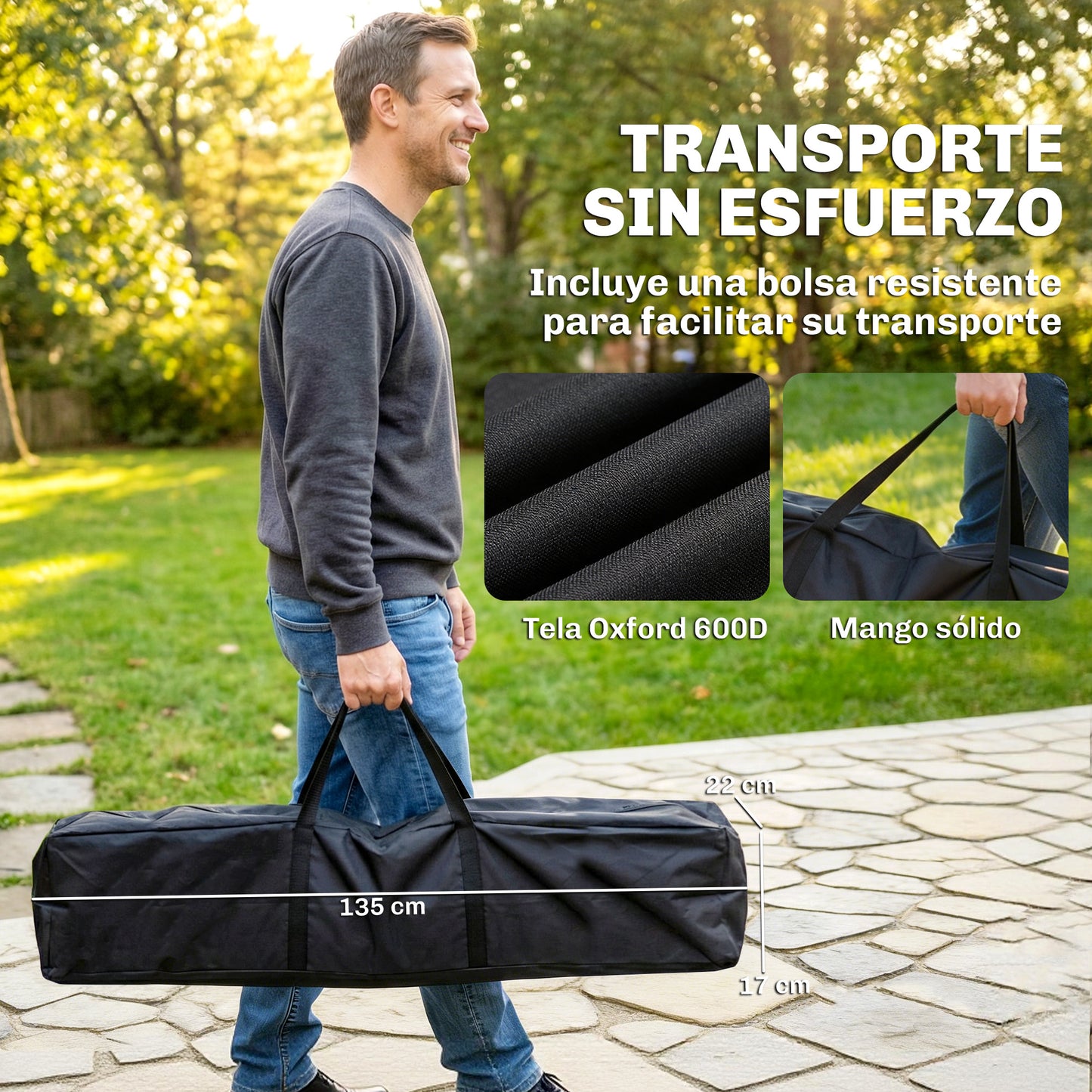 Outsunny Soporte Para Hamaca Plegable Largo 290 Cm Longitud Ajustable Negro_5