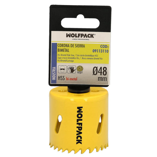 Corona Sierra Bimetal Ø 48 Mm. Templado Termico, Base Reforzada. Corona Madera, Broca Agujeros Madera, Acero, Hierro, Plasticos
