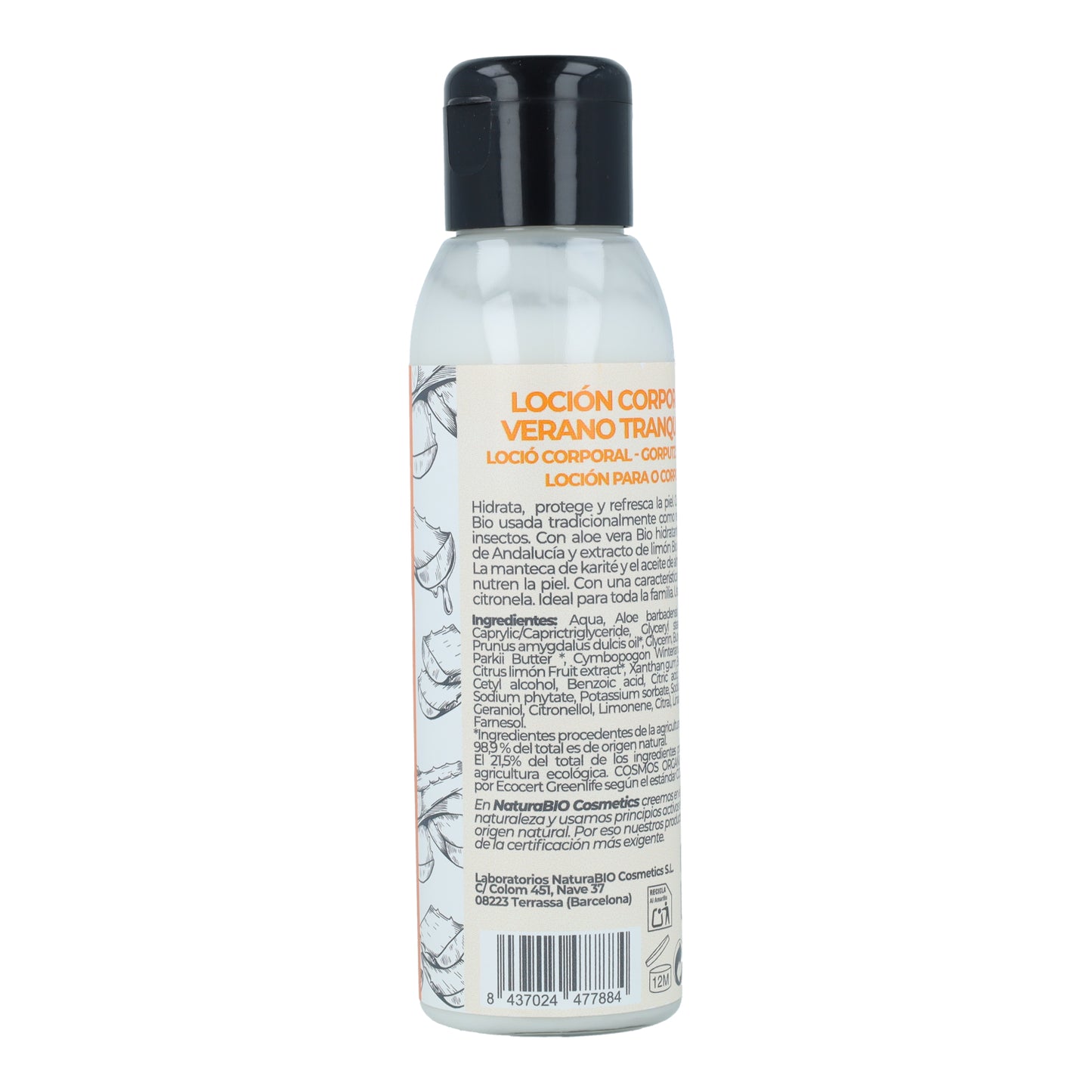Loción Corporal Repelente con Citronela Verano Tranquilo NaturaBIO 100 ml