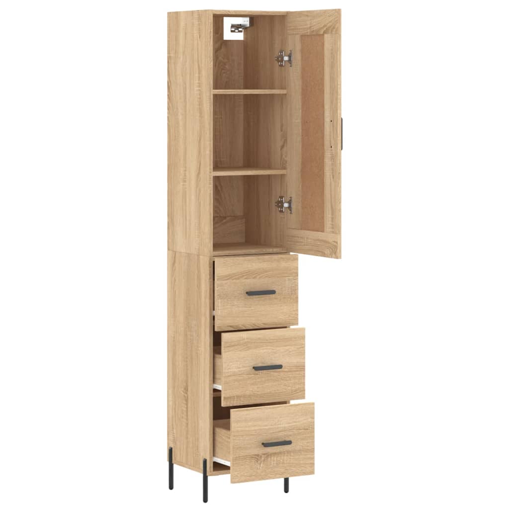 Aparador De Madera Contrachapada Roble Sonoma 34,5x34x180 Cm_3
