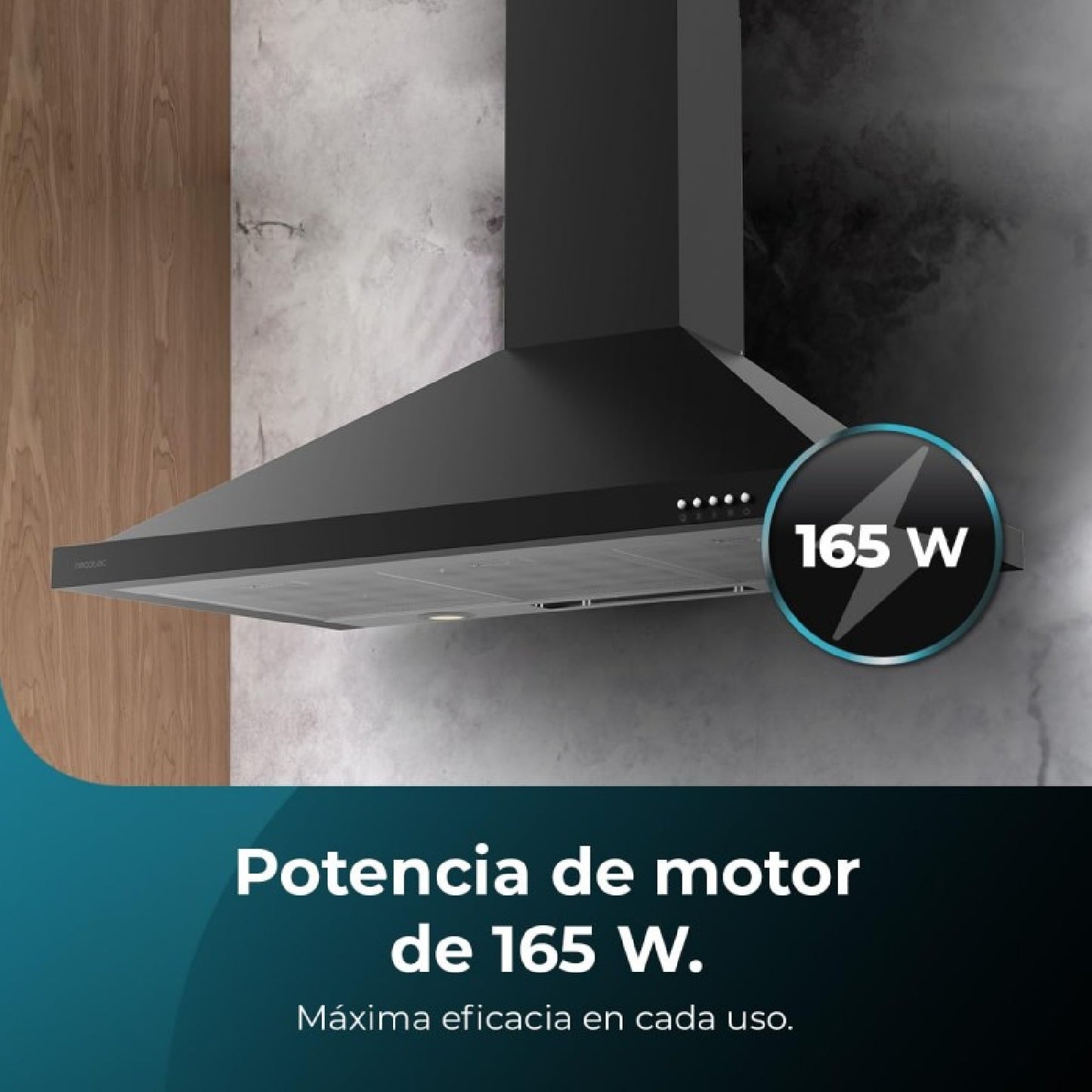 Campana Extractora 90 Cm Piramidal Bolero Flux Pm 906500 Black A. Motor 165w, Acabado Negro, Succión 650m3/h, Control Mecánico, 3 Niveles De Potenci_4