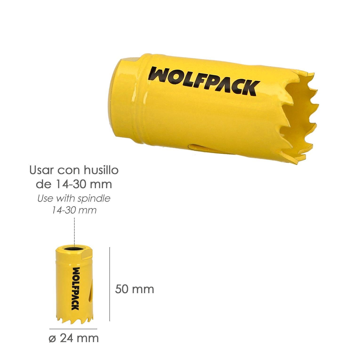 Corona Sierra Bimetal Ø 24 Mm. Templado Termico, Base Reforzada. Corona Madera, Broca Agujeros Madera, Acero, Hierro, Plasticos