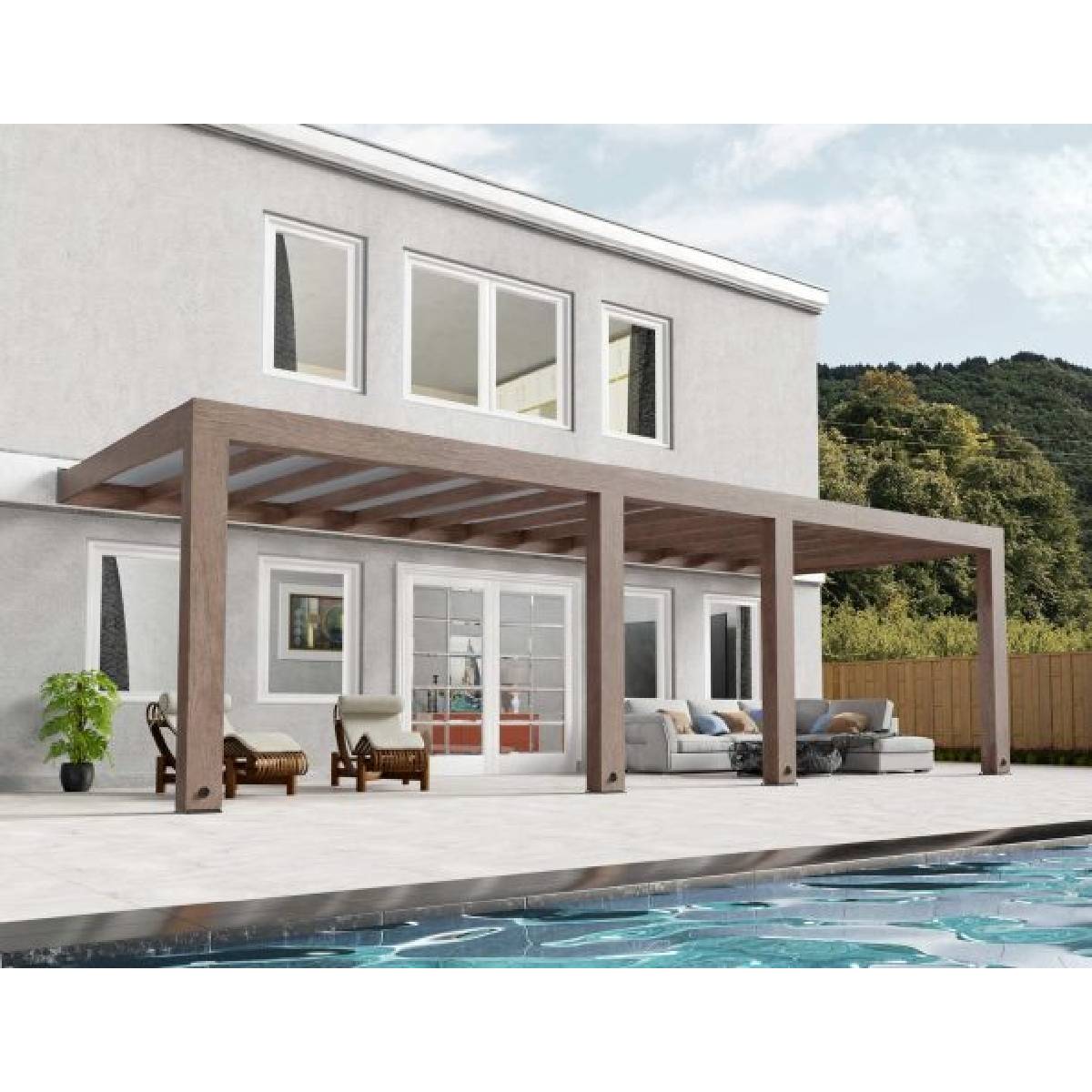 Pérgola adosada de madera de cedro Helsinki 300x860 cm Canopia