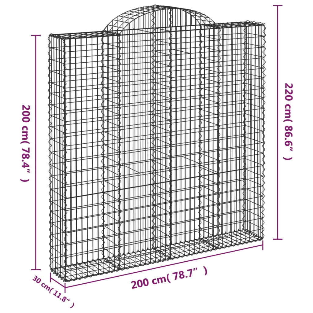 Cestas De Gaviones 2 Uds Forma De Arco Hierro 200x30x200/220 Cm_5