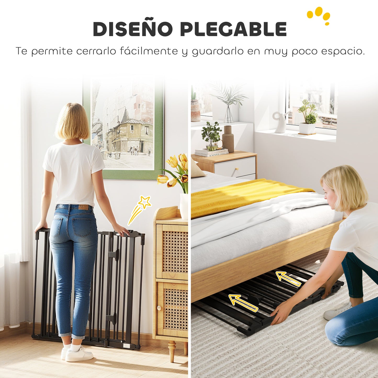 Pawhut Barrera De Seguridad Para Perros Plegable 202,5 Cm Con Auto Cierre Negro_5