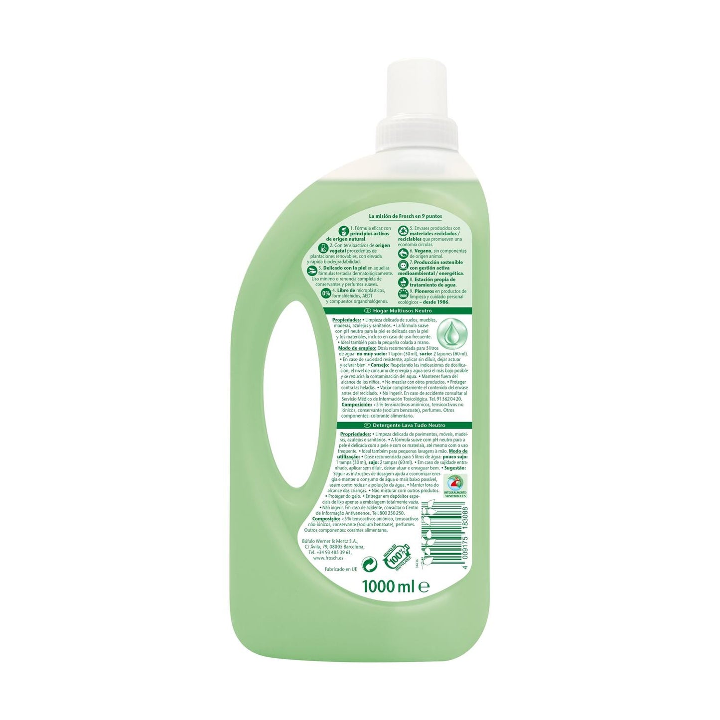 Pack 10x Multiusos hogar pH neutro Frosch 1 L