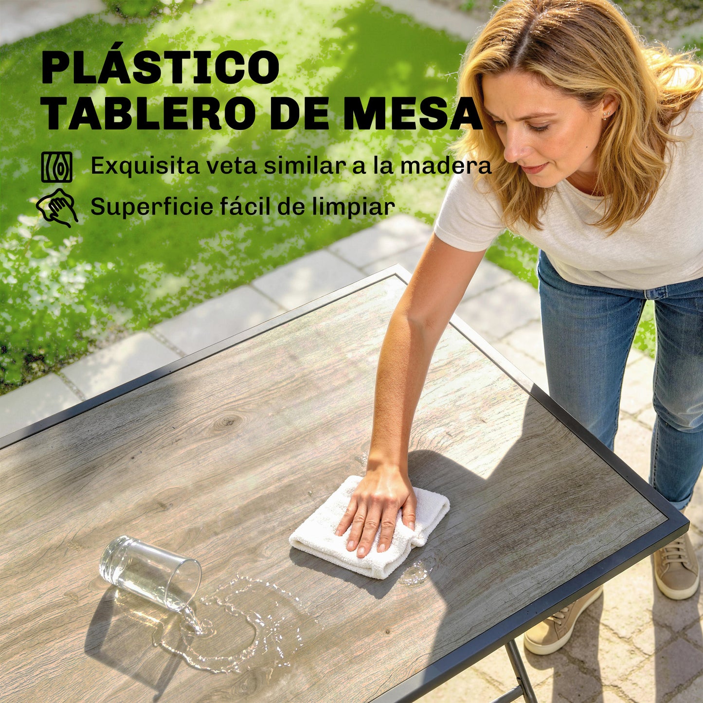 Outsunny Conjunto De Mesa Y Sillas Jardín De 5 Piezas 4 Sillas Plegables Gris_5