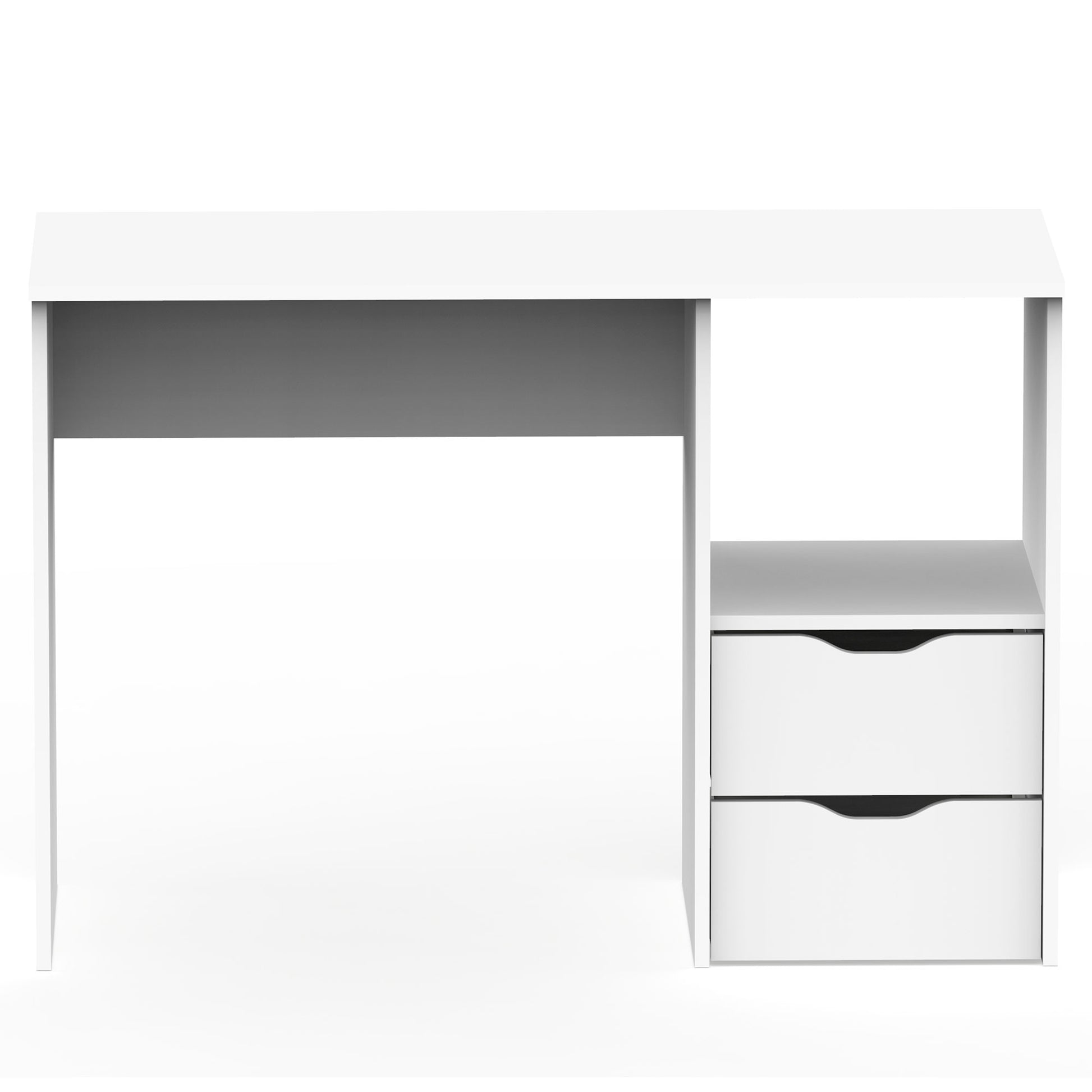 Escritorio, Mesa De Ordenador 76x115x50cm 2 Cajones, Oficina, Habitación Juvenil, Desk, Tocador, Briebe, Prakt, Blanco