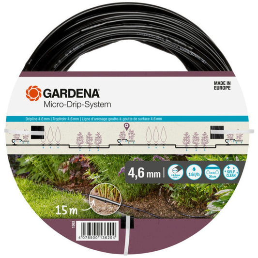 Tubo con goteros incluidos de 4,6 mm (3/16") 15 m Microdripsystem Gardena