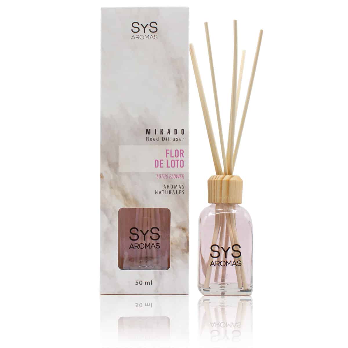 Ambientador Mikado Flor de Loto Mármol SYS Aromas 50 ml | Aroma Floral y Oriental | Calmante_0
