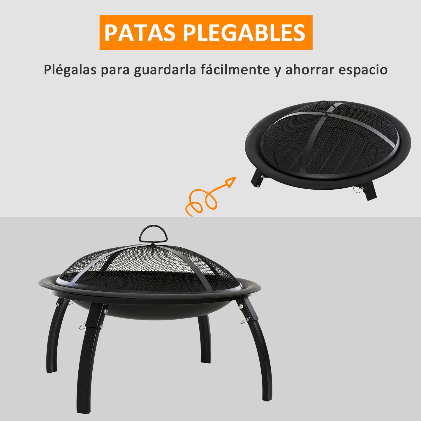 Outsunny Brasero Exterior Para Calefacción Barbacoa Terraza Patio Jardín Ø55 Cm_5