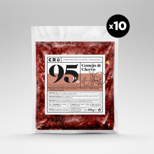 Menú Barf De Conejo Y Ciervo Para Gato - 10 Paquetes