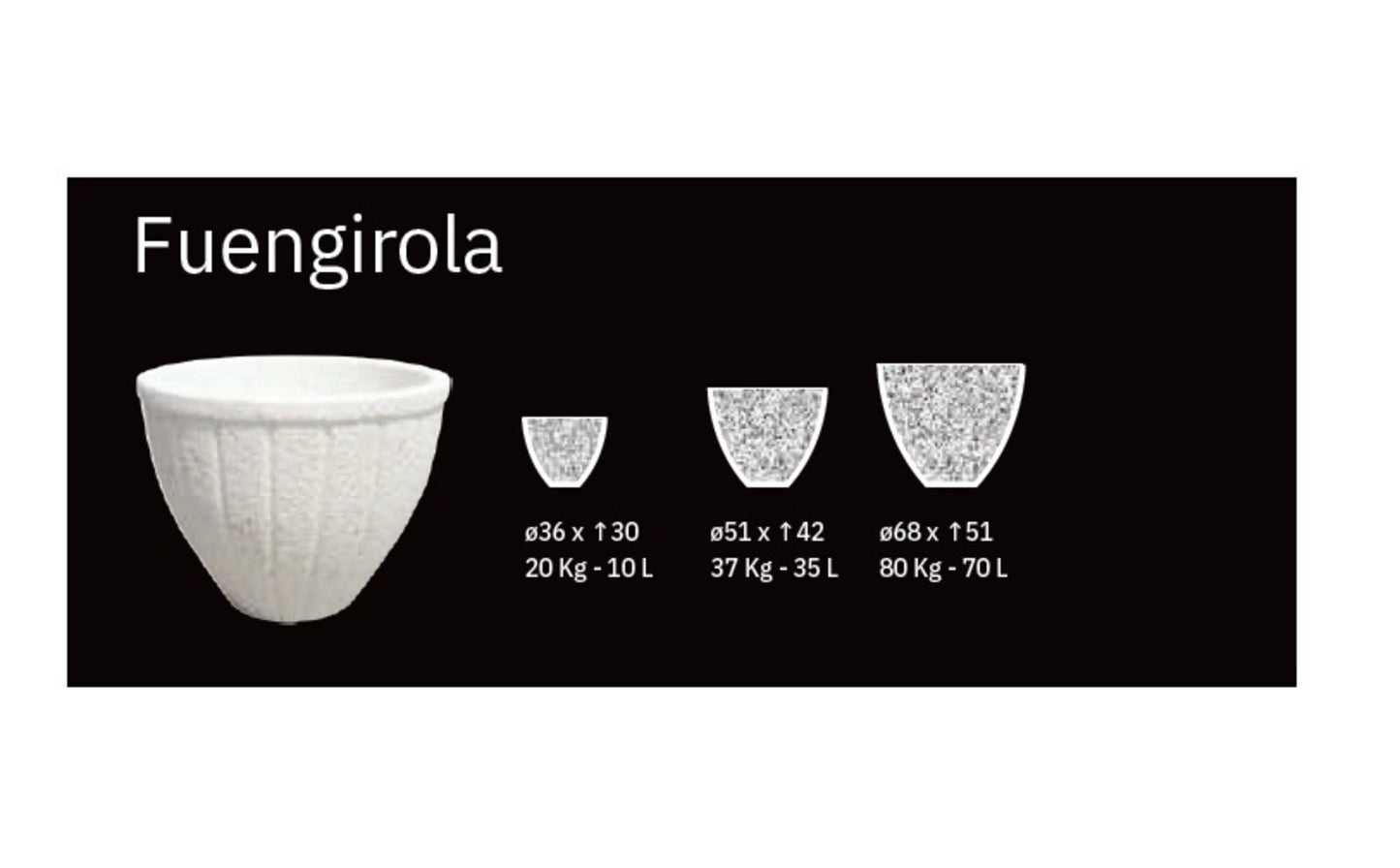 Jardinera De Granito Fuengirola. 51 cm de ancho por 42 cm de alto. Peso: 37 kilos. Capacidad: 35 litros_1