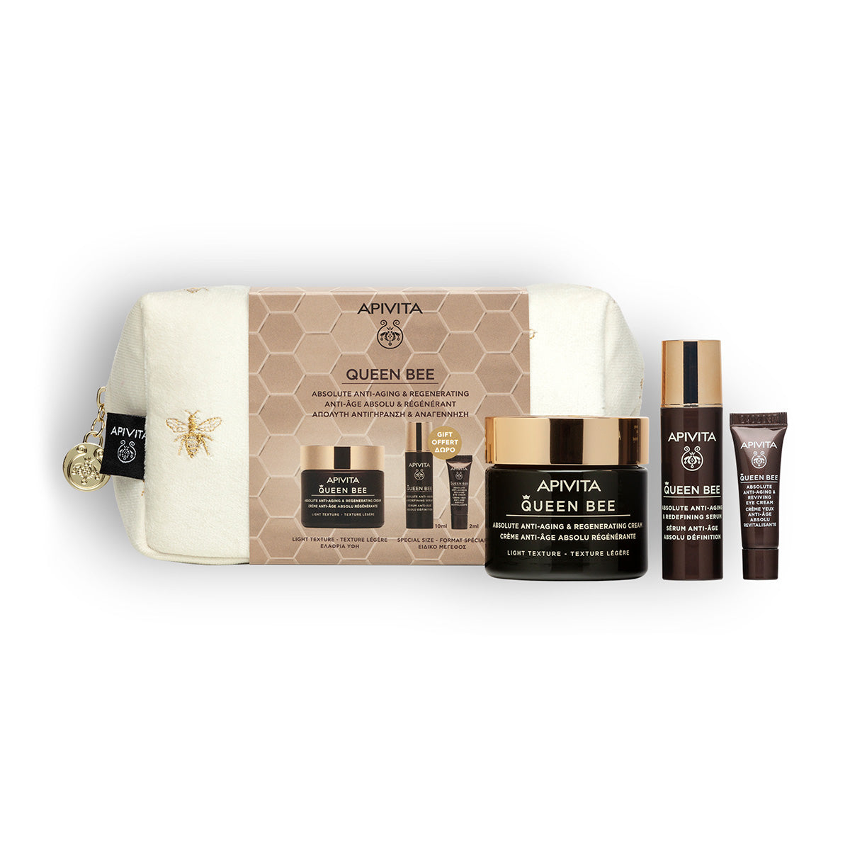 Cofre Navidad Queen bee crema textura ligera + regalo sérum 10 Ml + contorno de ojos 2 Ml