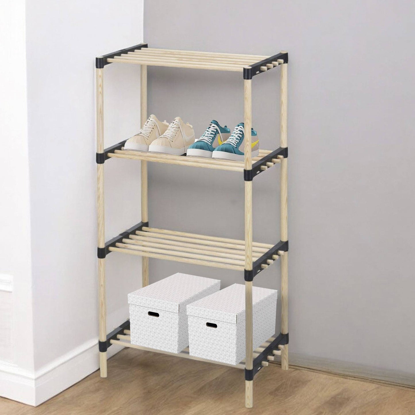 Well Home Zapatero De 4 Estantes En Madera Y Metal H.92,5cm_3