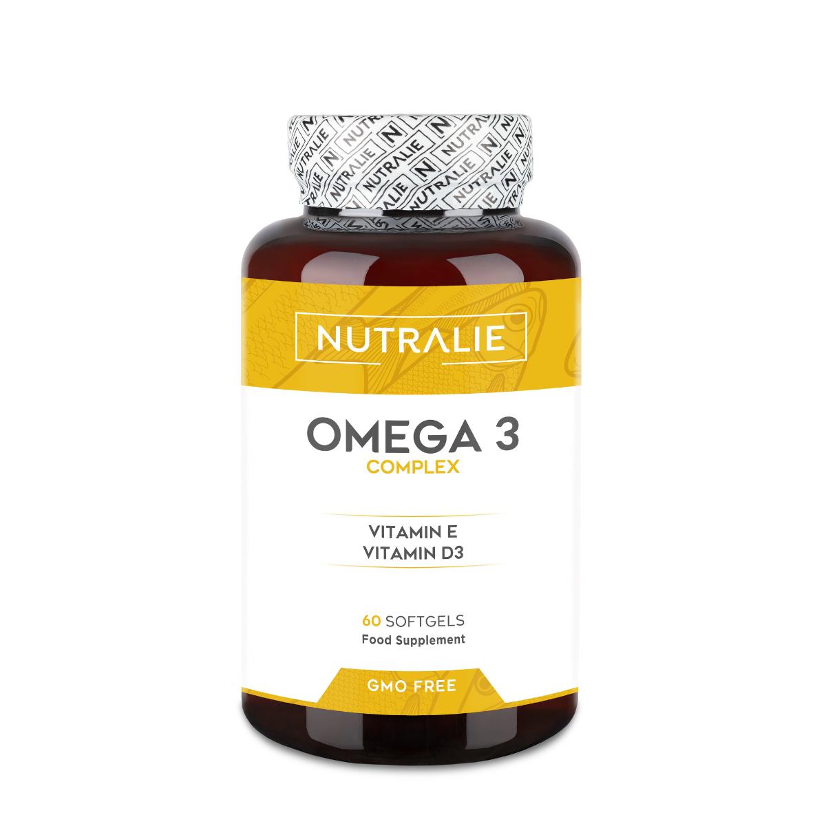 Omega 3 Complex 2000mg + Vit E y D3 DHA EPA Nutralie 60 Softgels